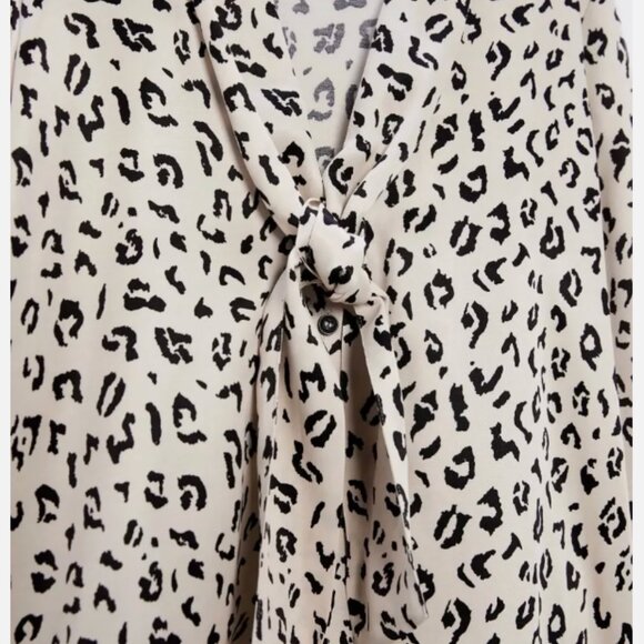 ZARA Oversized Leopard Animal Print Satin Tie Neck Blouse Top Shirt Sz M - Picture 10 of 10